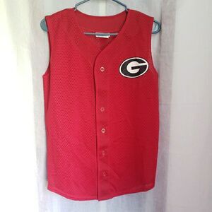 Georgia Bulldogs Sleeveless Button Mesh Jersey #11 Red Teamwork Athletic Apparel